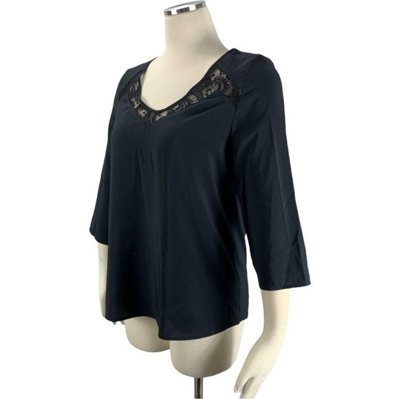Express Small Blouse Black Lace Romantic S - Picture 6 of 7